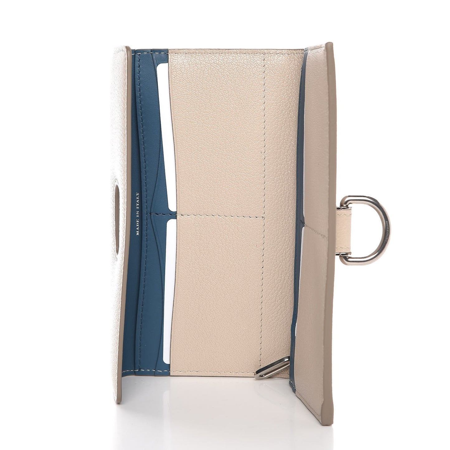 Grainy Calfskin D-Ring Continental Wallet Stone