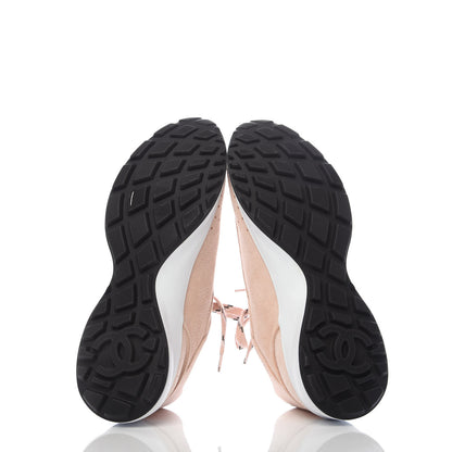 Chanel Suede Goatskin CC Sneakers 38.5 Light Pink 5 of 9