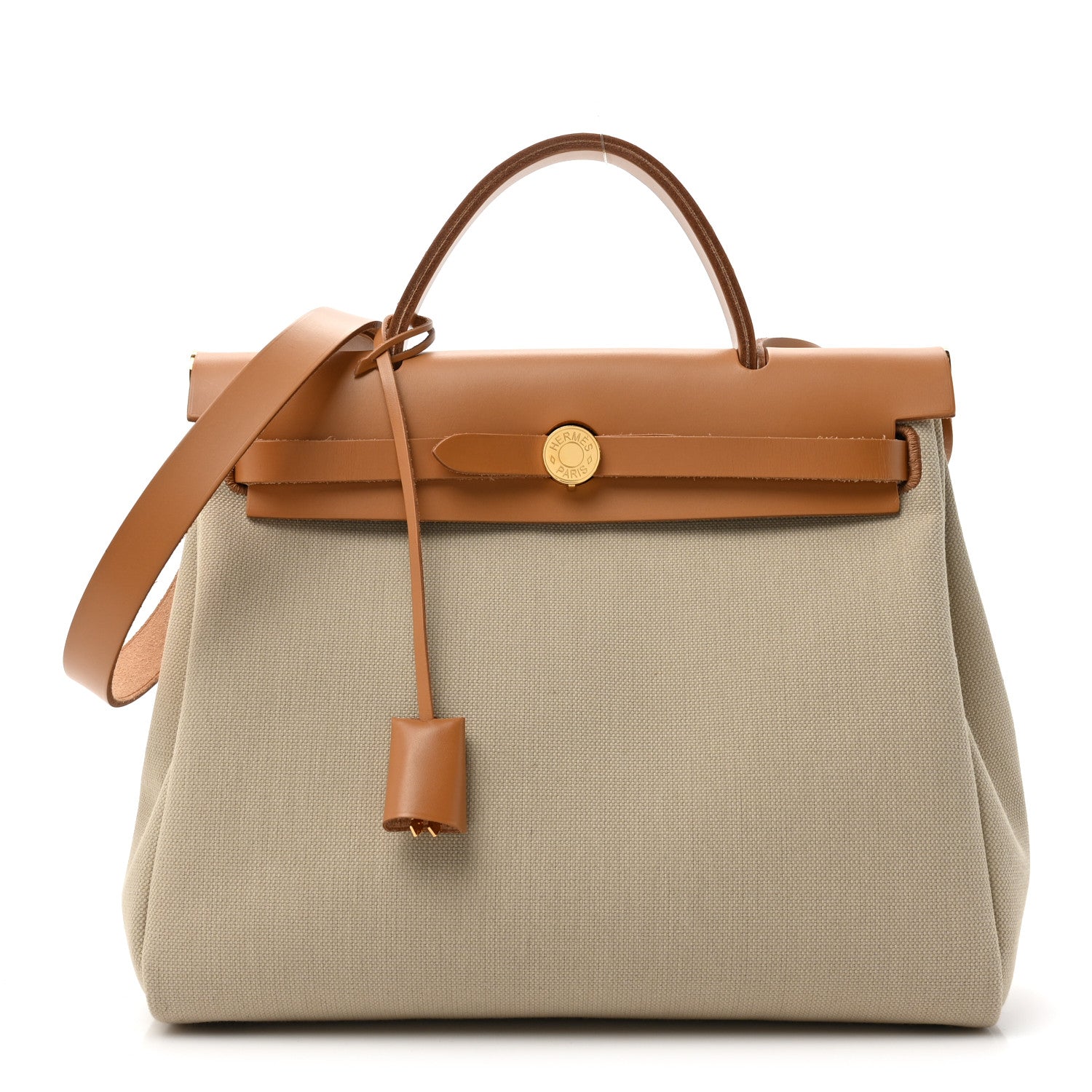 Hermes Vache Hunter Toile Herbag Zip 31 PM Trench Gold 1 of 11