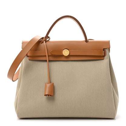 Hermes Vache Hunter Toile Herbag Zip 31 PM Trench Gold 1 of 11