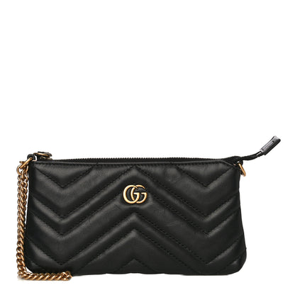 Gucci Calfskin Matelasse Mini GG Marmont Chain Bag Black 1 of 11