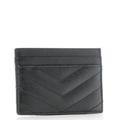 Saint Laurent Grain De Poudre Matelasse Chevron Monogram Credit Card Case Black 4 of 9