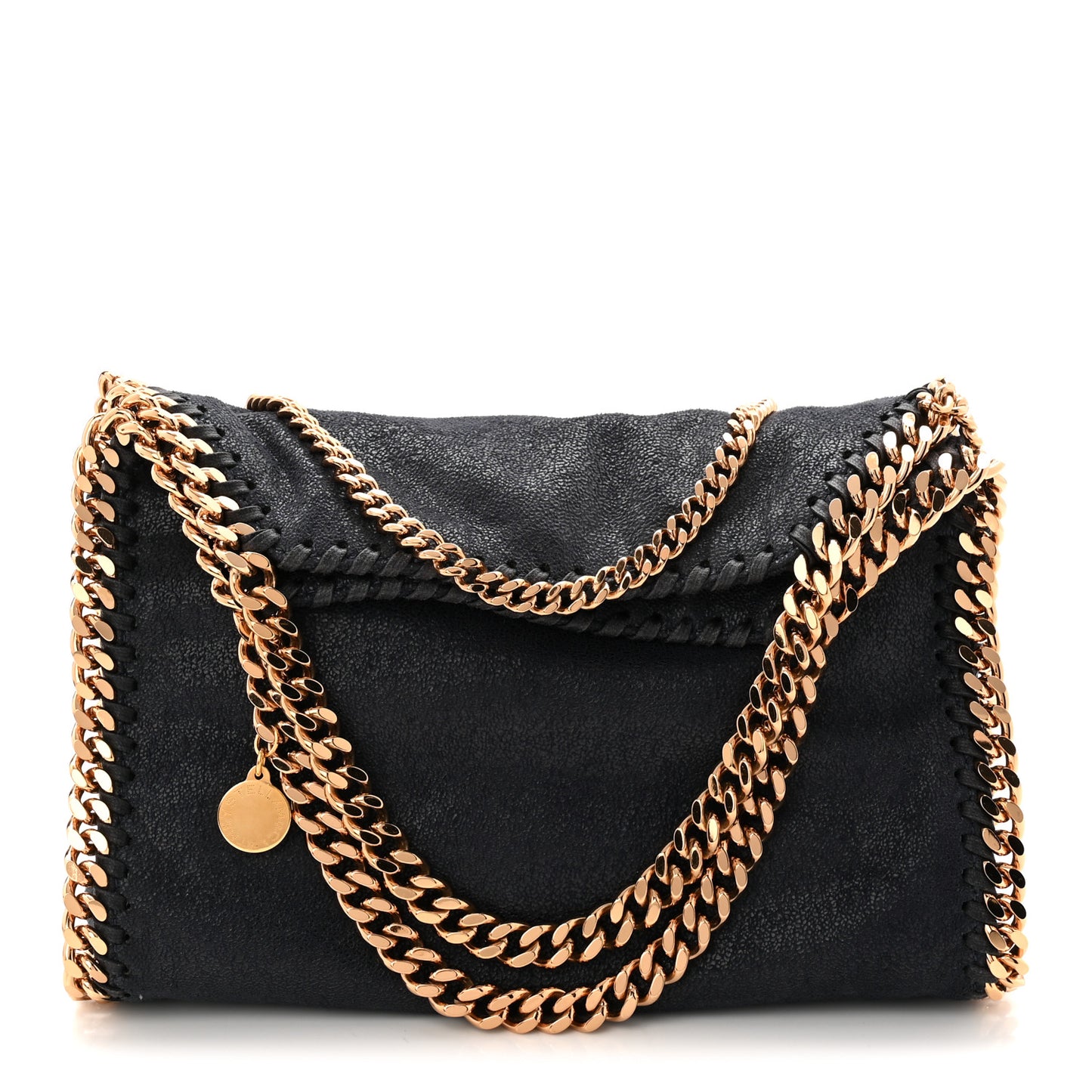 Shaggy Deer Mini Falabella Fold Over Tote Navy
