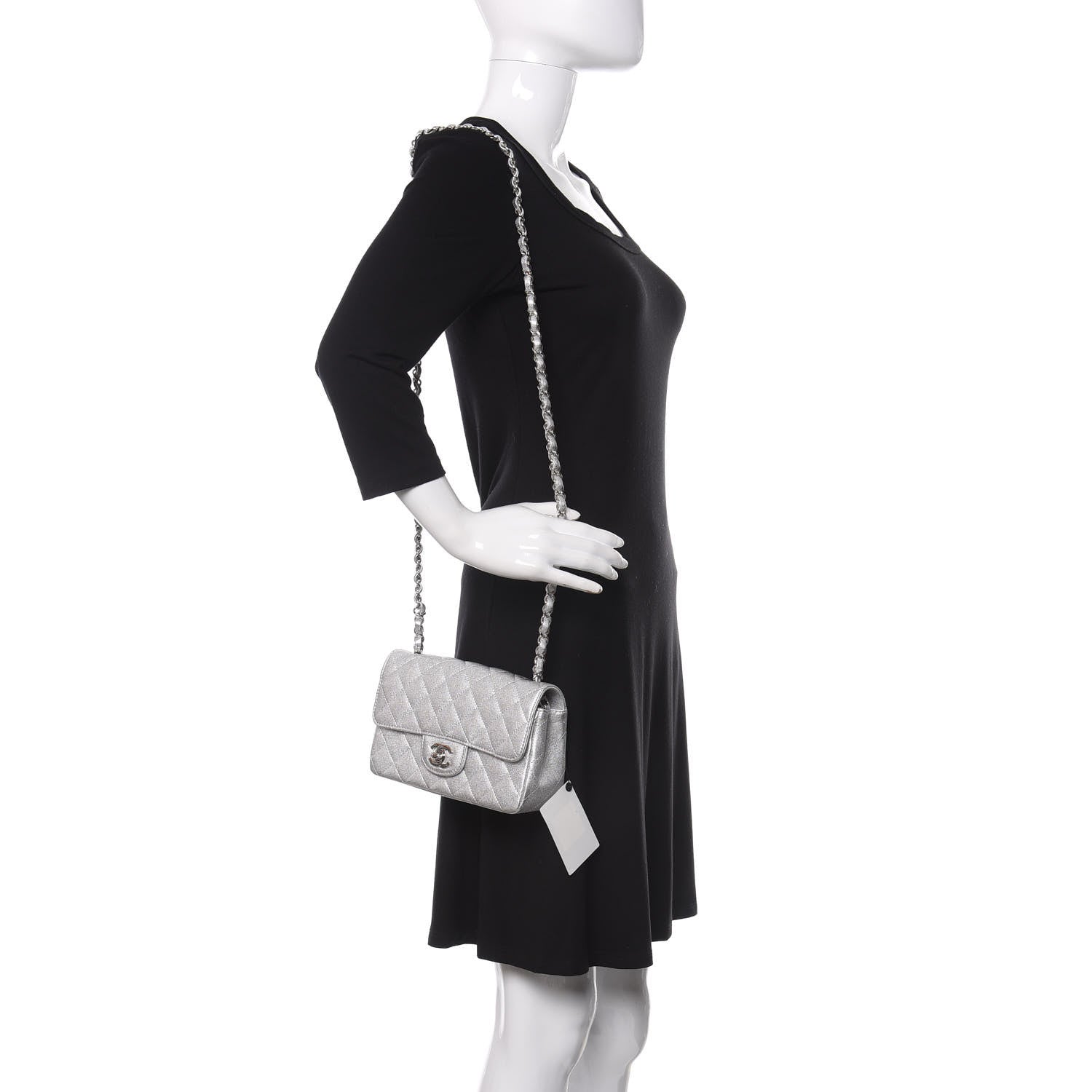 Chanel Metallic Lambskin Quilted Mini Rectangular Flap Silver 2 of 9