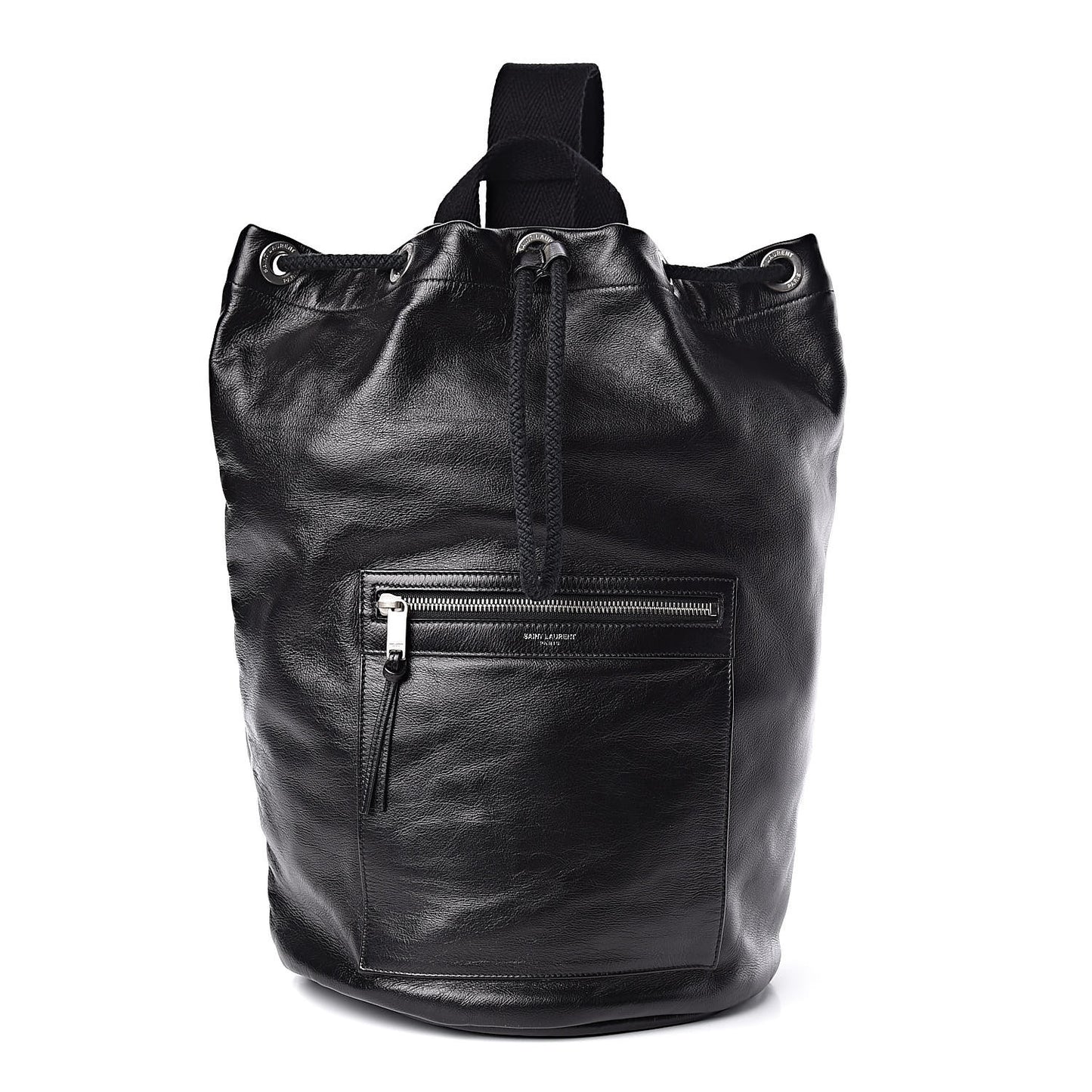 Smooth Calfskin City Sailor Drawstring Backpack Black