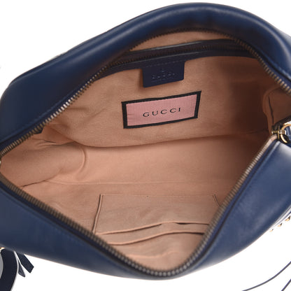 Gucci Calfskin Matelasse GucciGhost Medium GG Marmont Chain Shoulder Bag Blue Agata Hibiscus Red 5 of 8