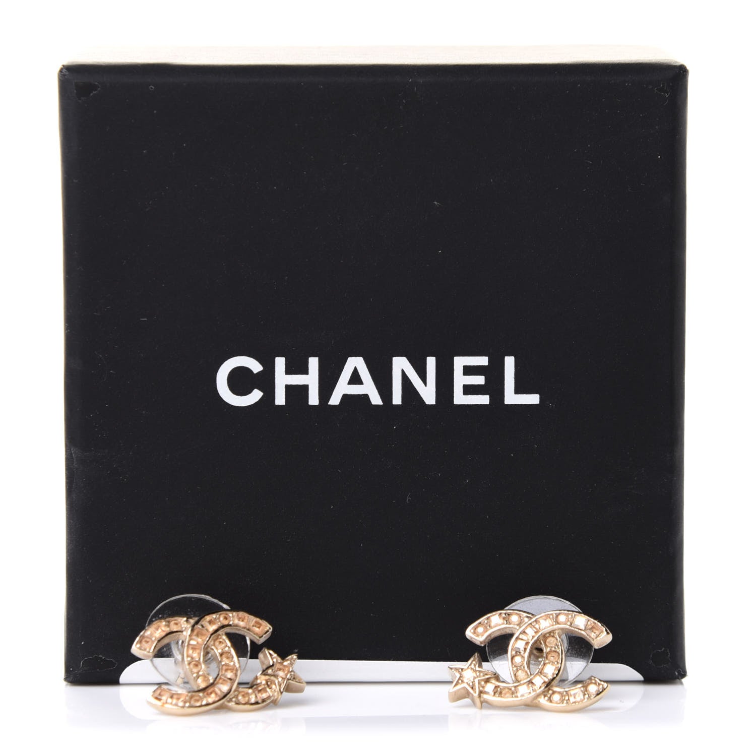 Chanel Crystal CC Starfall Earrings Gold 5 of 5