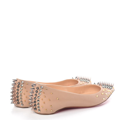 Christian Louboutin Nappa Goldoflat Spikes Flats 39 Nude 4 of 7