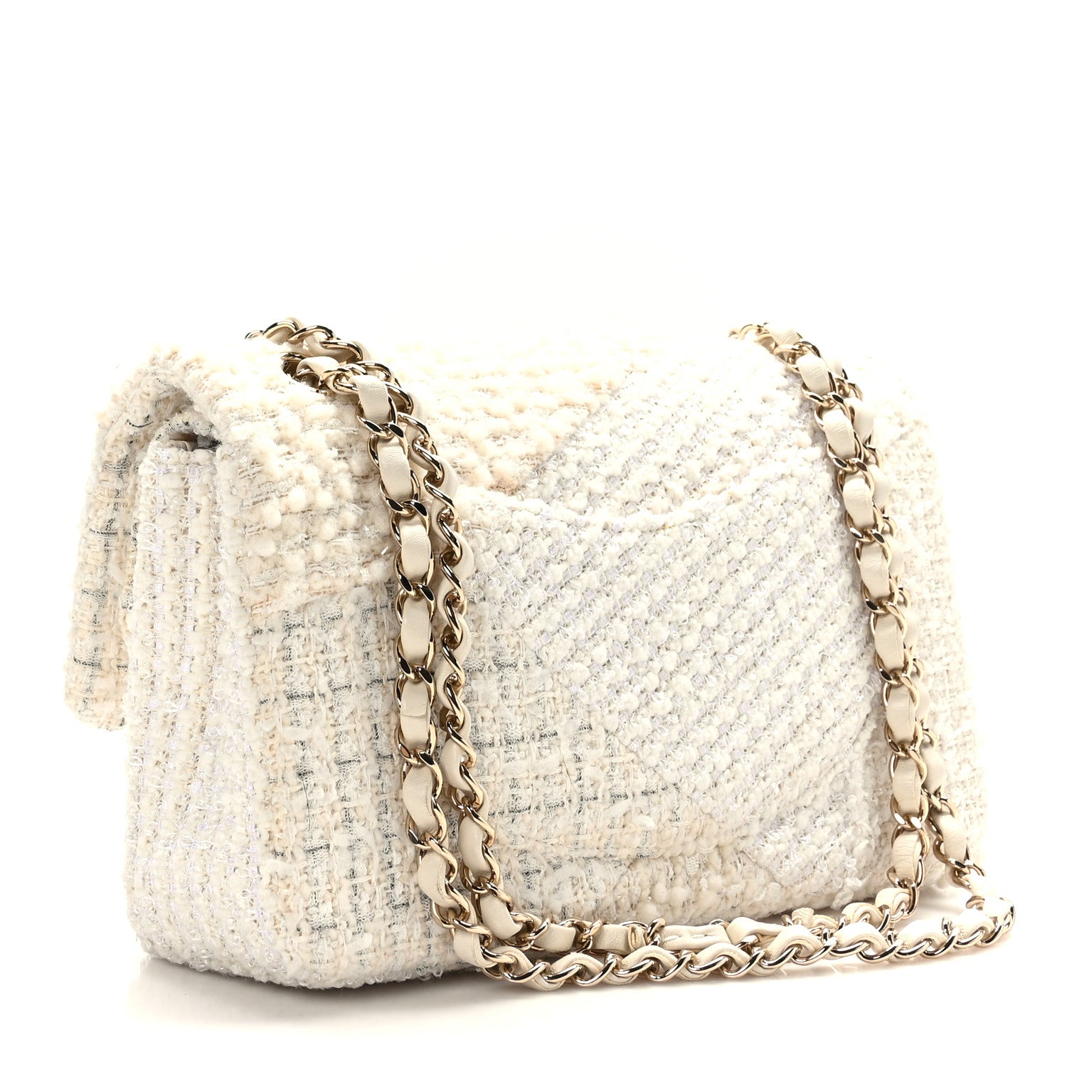 Chanel Tweed Patchwork Medium Double Flap White 3 of 8