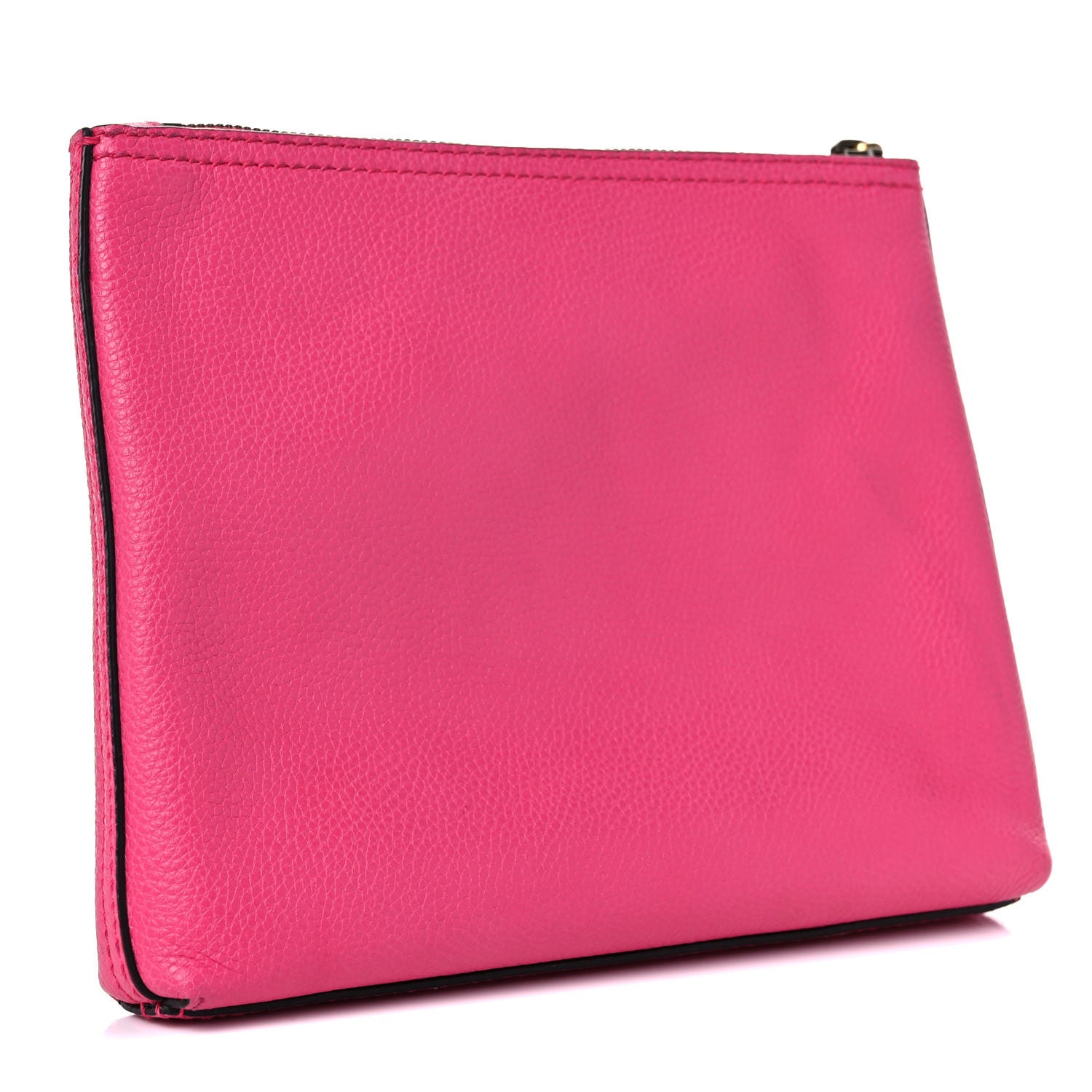 Gucci Pebbled Calfskin Medium Logo Portfolio Clutch Box Pink Green 3 of 12