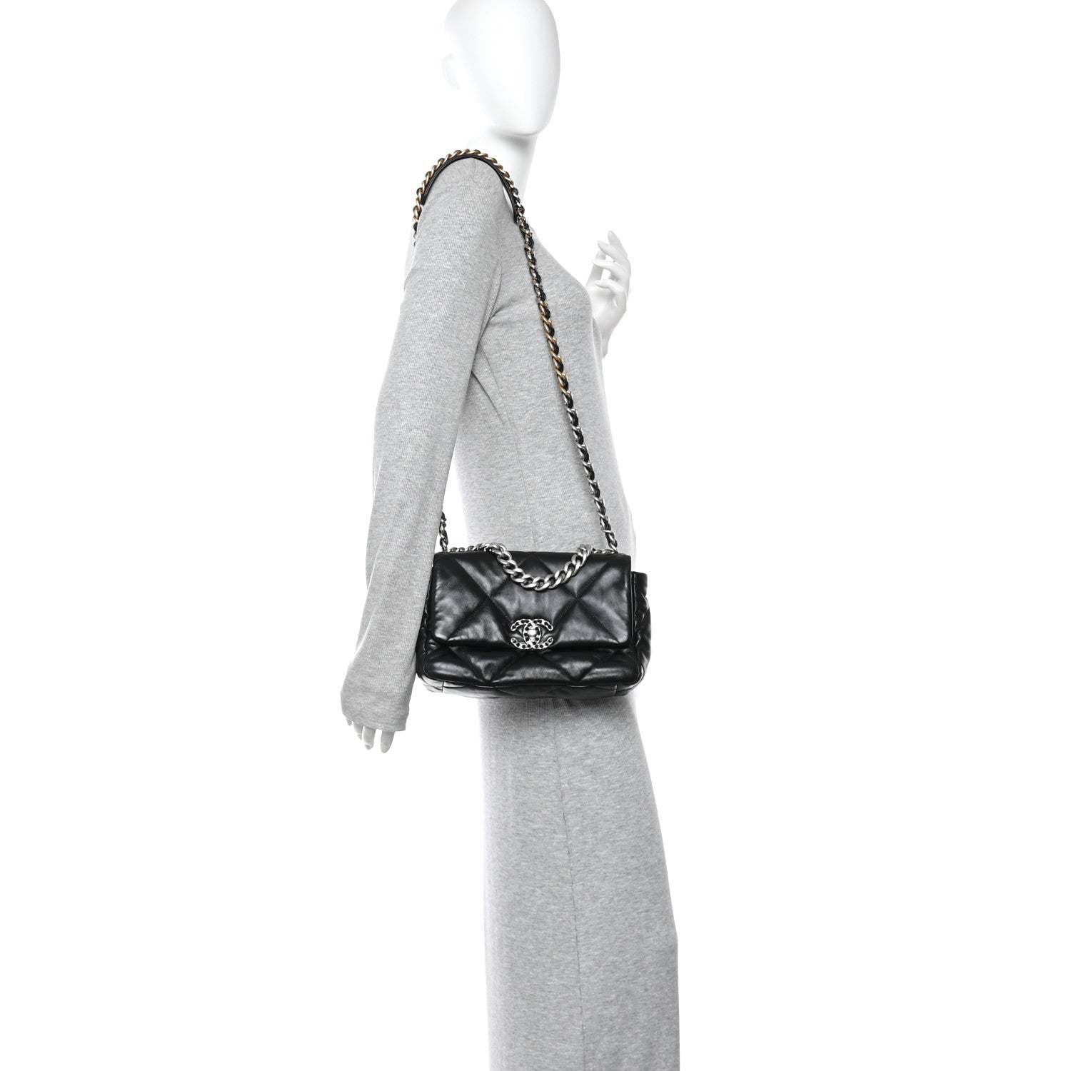 Chanel Lambskin Quilted Medium Chanel 19 Flap Black 2 of 14
