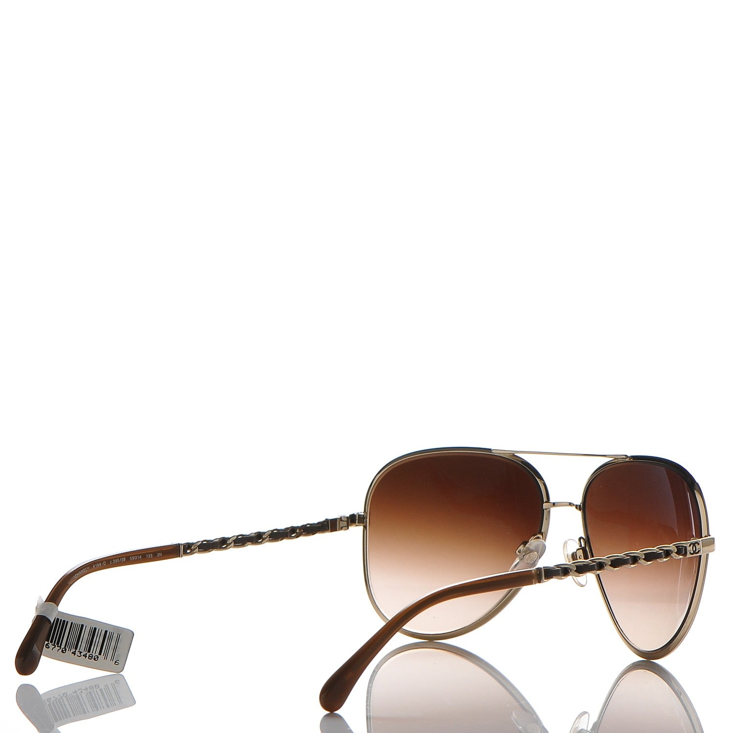Chanel Lambskin Aviator Chain Sunglasses 4194-Q Gold 4 of 7
