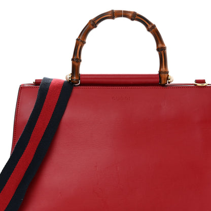 Gucci Nappa Bamboo Web Medium Nymphaea Top Handle Bag Hibiscus Red 9 of 19