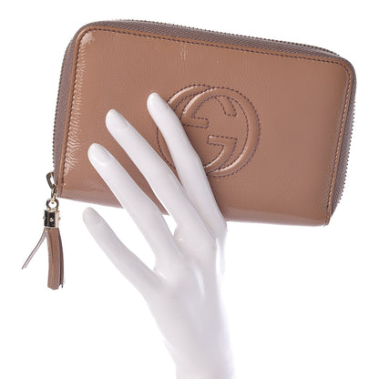 Gucci Patent Medium Soho Zip Around Wallet Dark Cipria 2 of 11