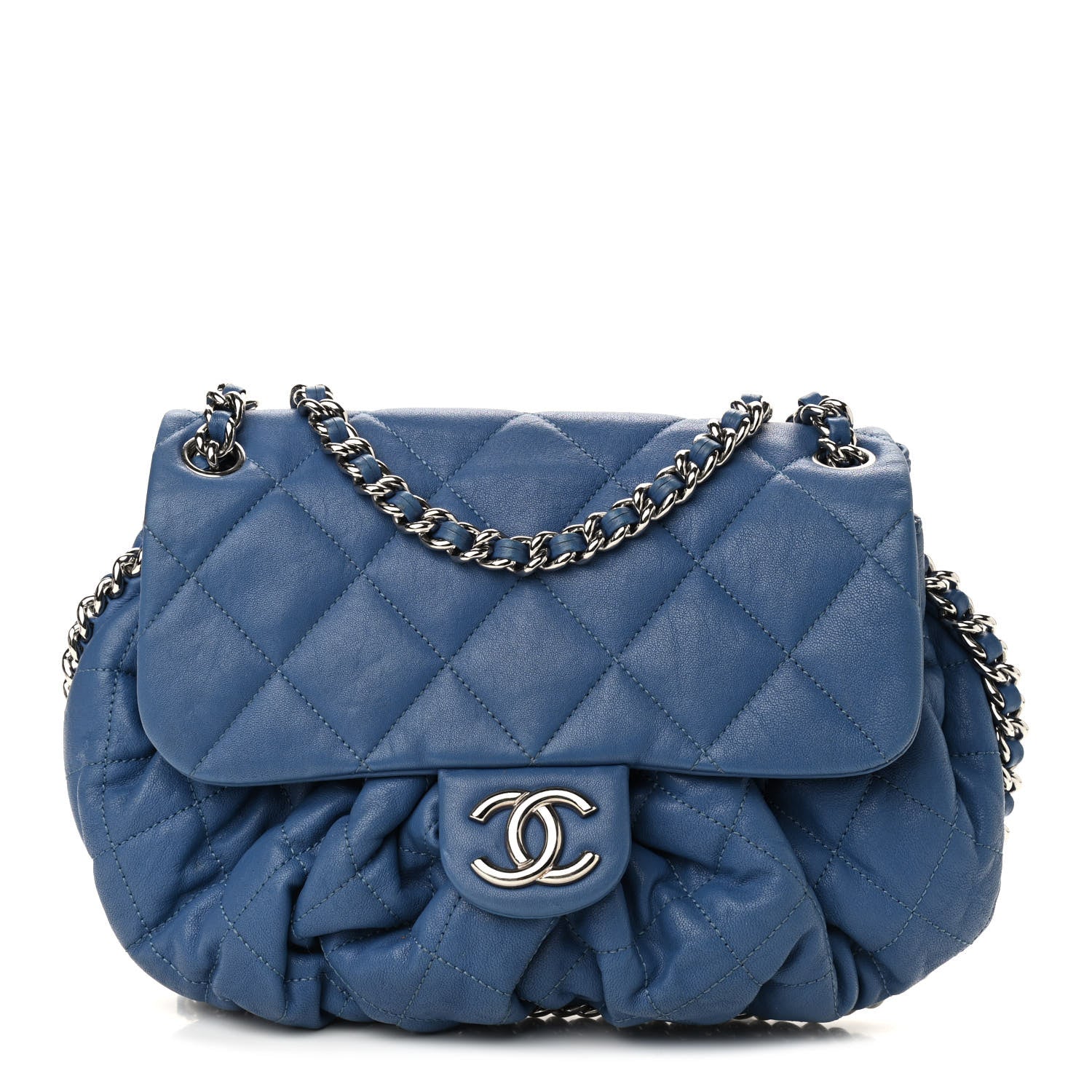 Chanel Washed Lambskin Chain Around Medium Messenger Blue 1 of 10
