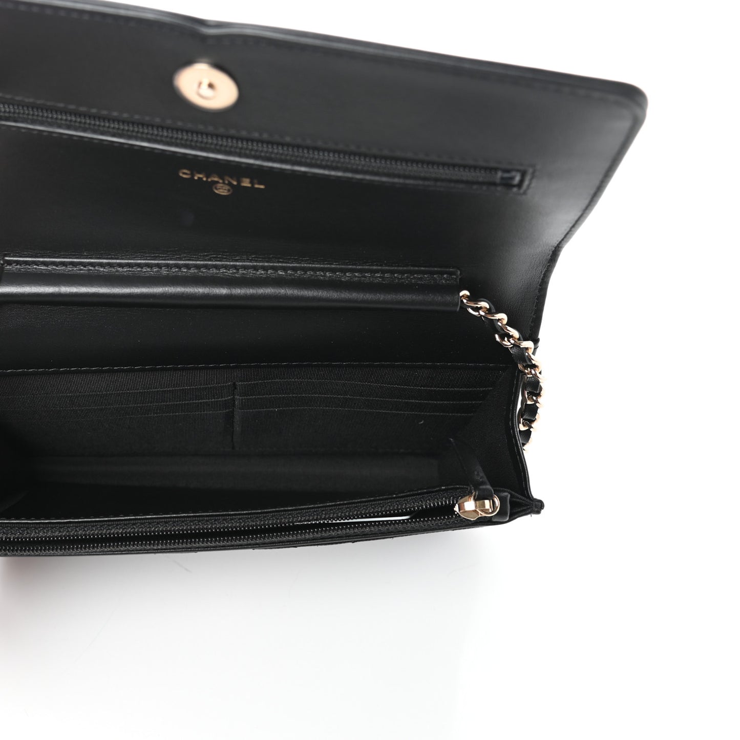 Caviar Quilted CC Filigree Wallet On Chain WOC Black
