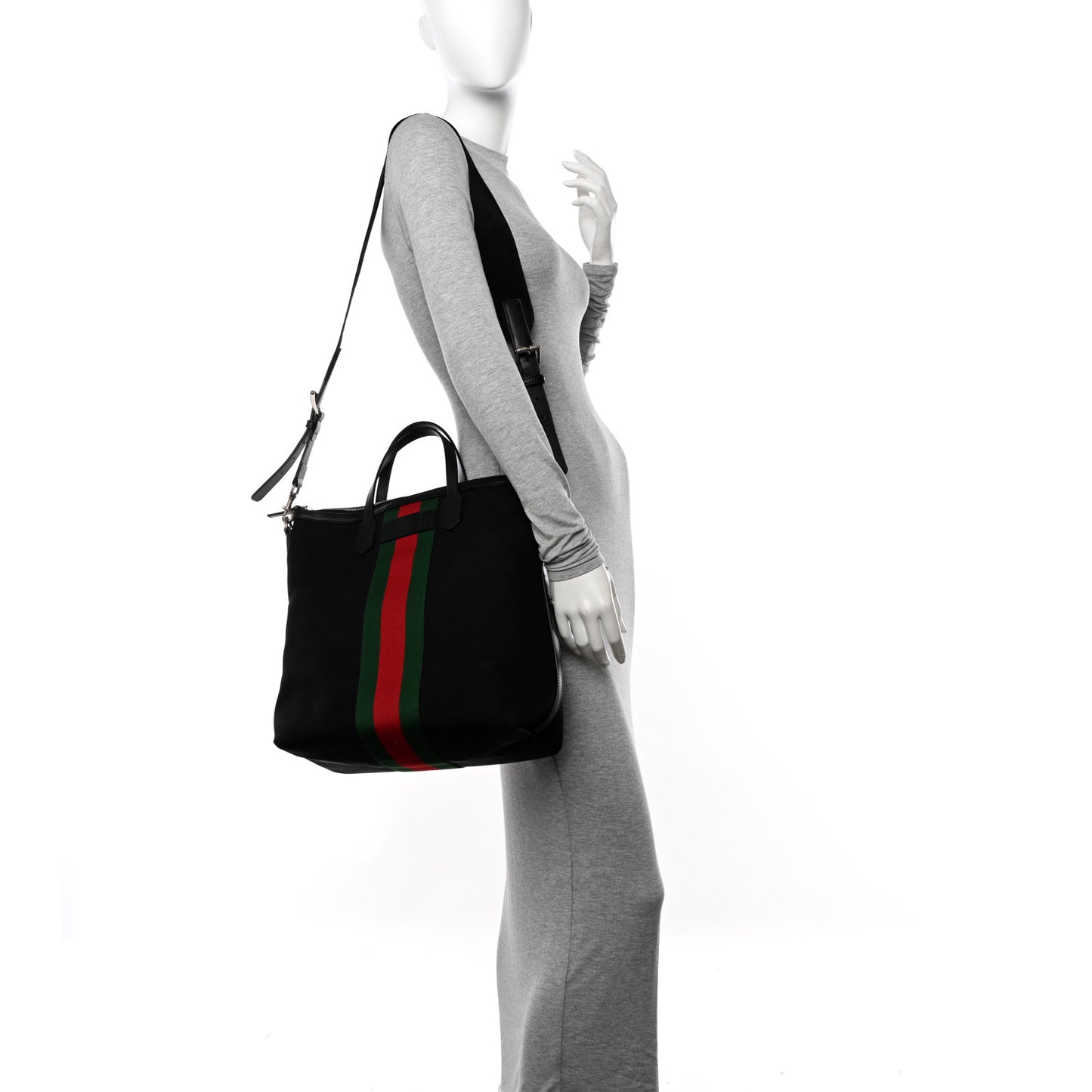 Techno Canvas Web Vertical Tote Black