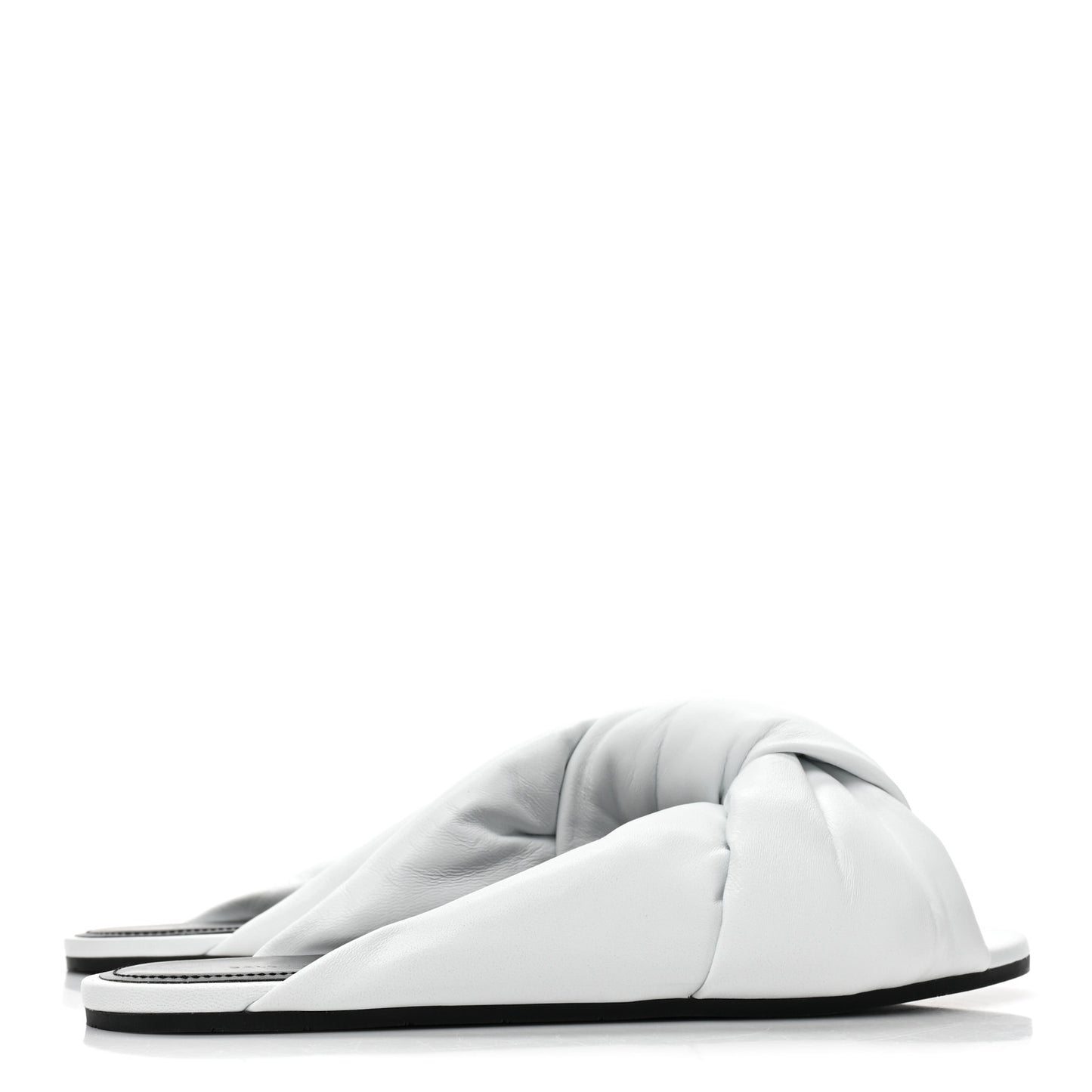 Lambskin Drapy Slide Sandals 39 Optical White