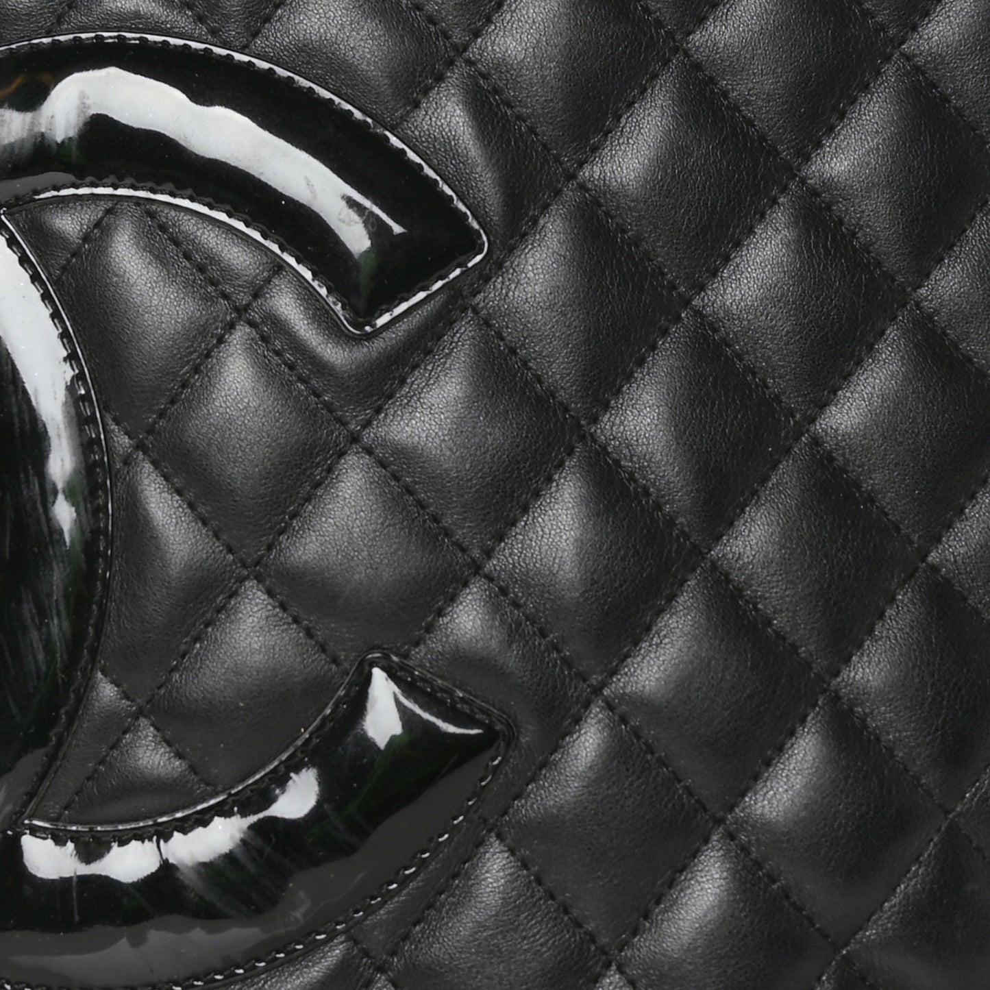 Calfskin Quilted Medium Cambon Tote Black