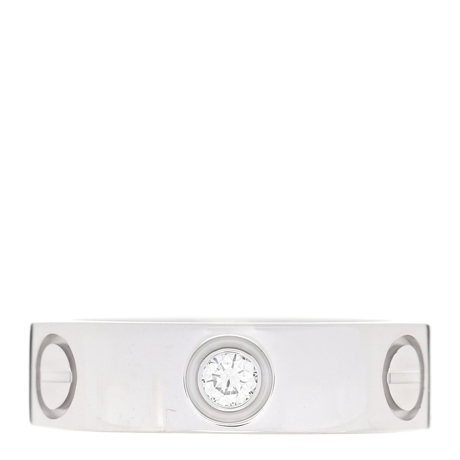 Cartier 18K White Gold 3 Diamond 5.5mm LOVE Ring 51 5.75 1 of 5
