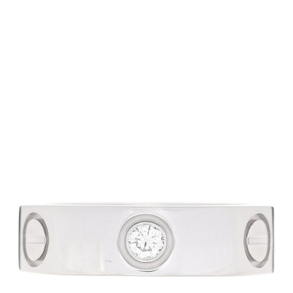 Cartier 18K White Gold 3 Diamond 5.5mm LOVE Ring 51 5.75 1 of 5