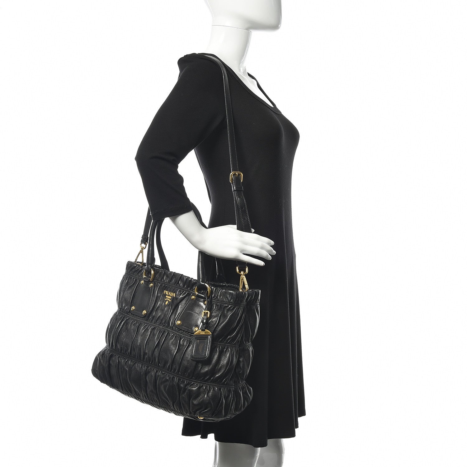 Prada Nappa Gaufre Tote Black 2 of 9