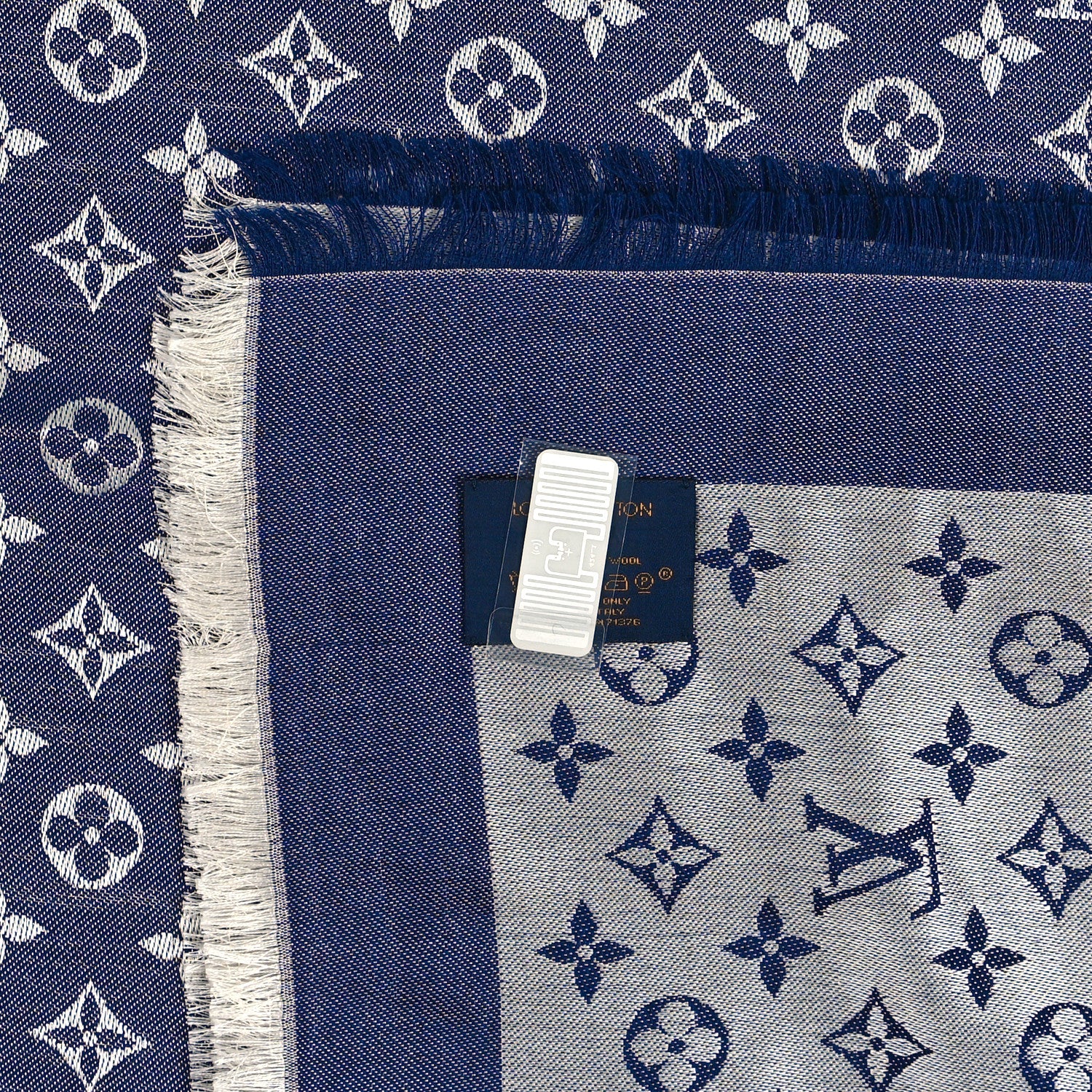 Louis Vuitton Silk Wool Monogram Denim Shawl Blue 3 of 3
