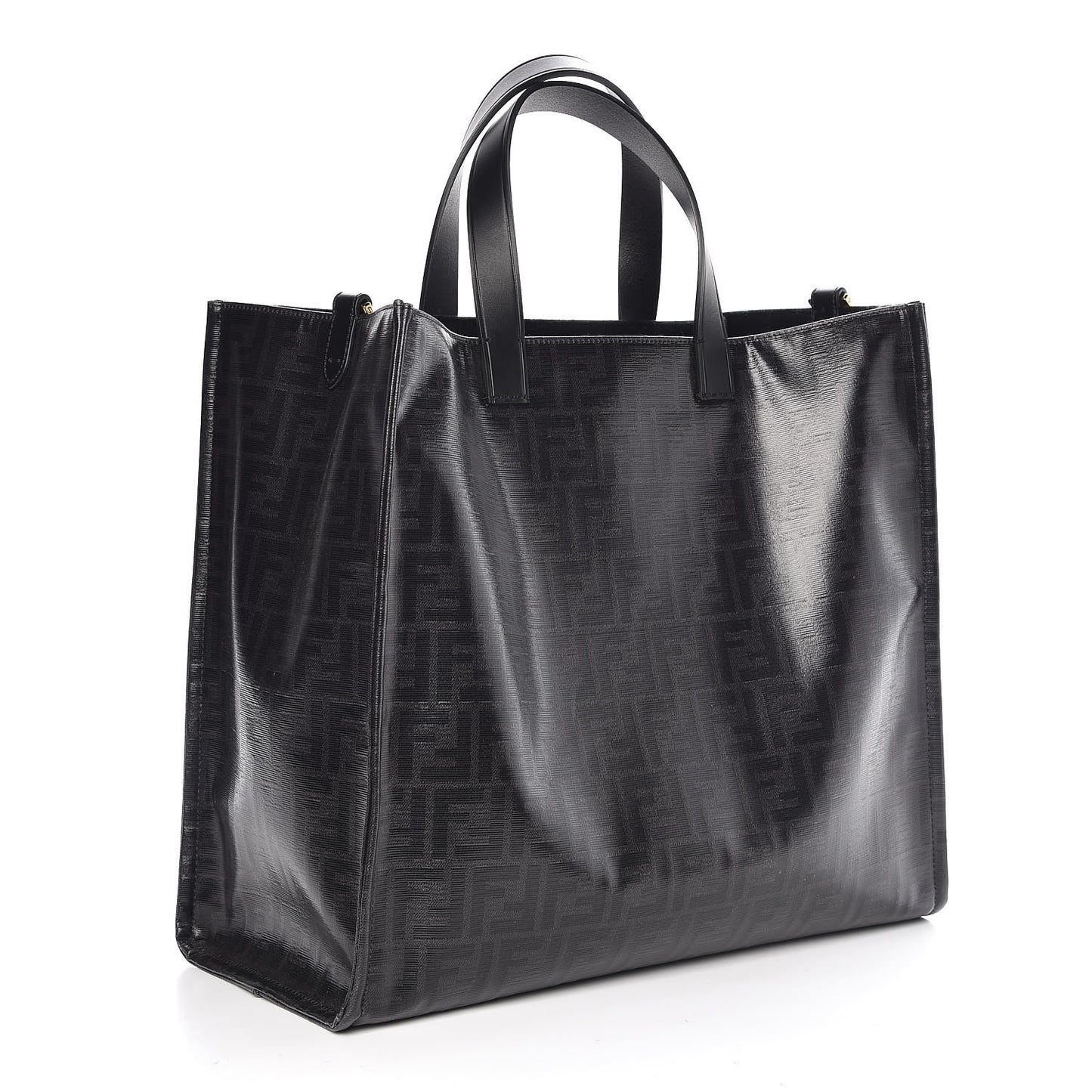X FILA Glazed Fabric FF 1974 Mania Shopping Tote Bag Black White