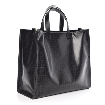 Fendi X FILA Glazed Fabric FF 1974 Mania Shopping Tote Bag Black White 3 of 9