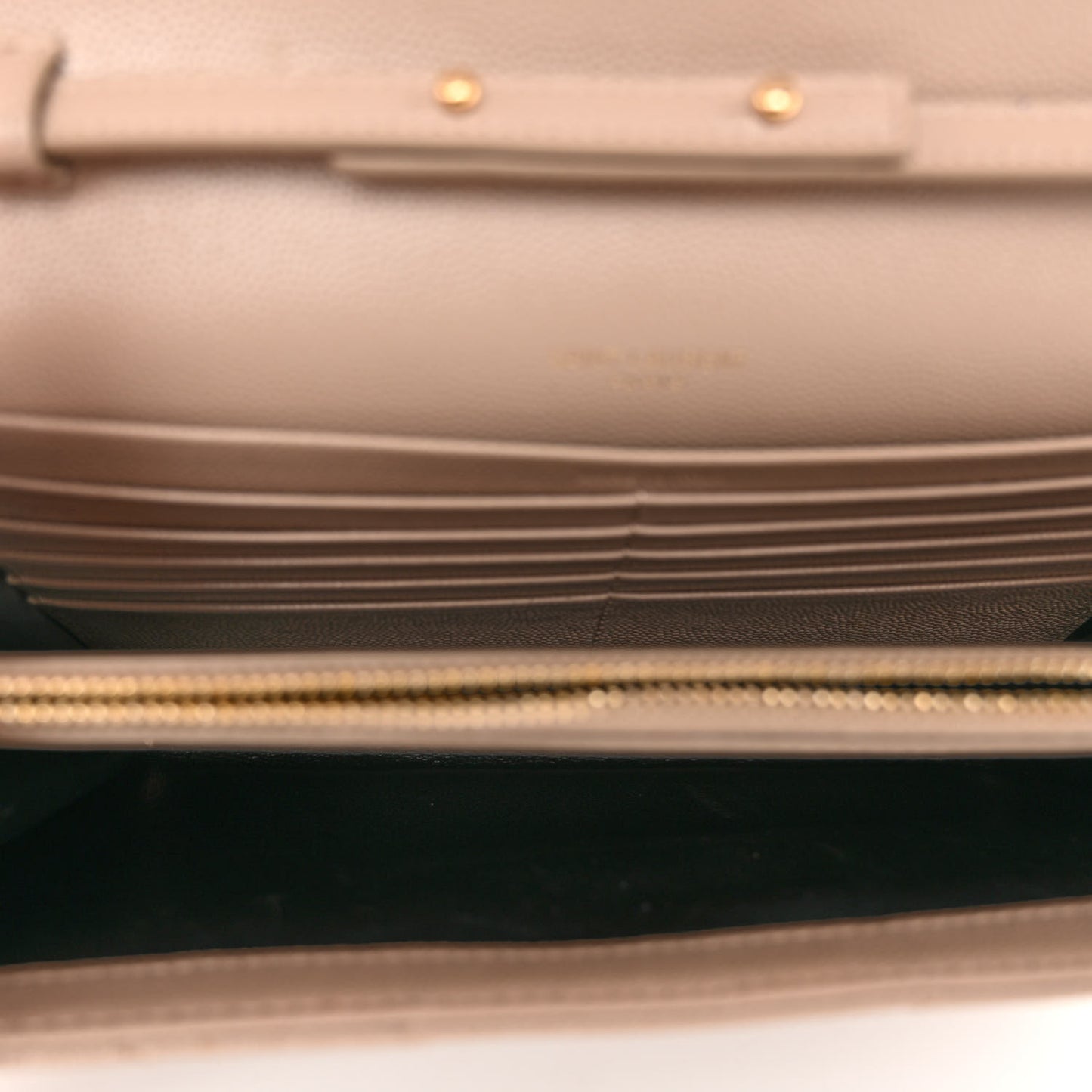 Grain De Poudre Matelasse Chevron Monogram Chain Wallet Dark Beige