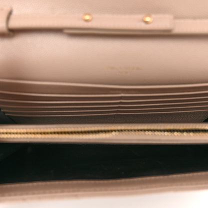 Saint Laurent Grain De Poudre Matelasse Chevron Monogram Chain Wallet Dark Beige 5 of 11