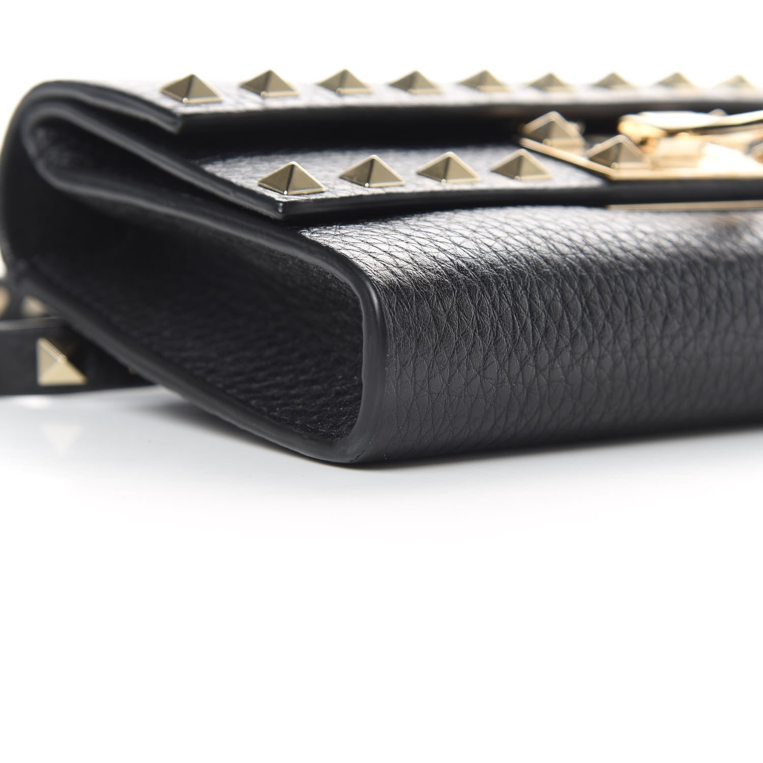 Valentino Garavani Grainy Calfskin Rockstud Double Flap Belt Bag Black 8 of 10