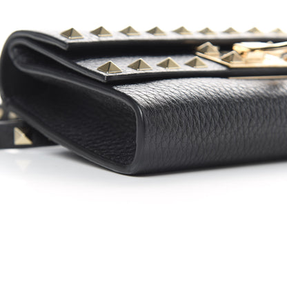 Valentino Garavani Grainy Calfskin Rockstud Double Flap Belt Bag Black 8 of 10