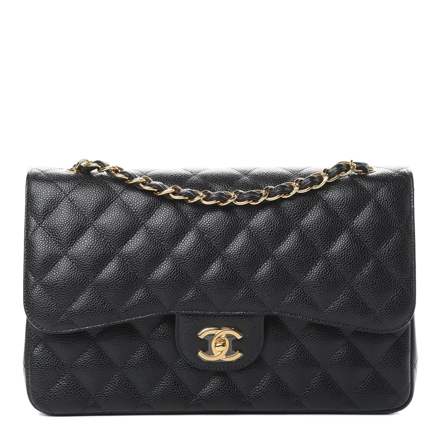 Caviar Quilted Jumbo Double Flap Black