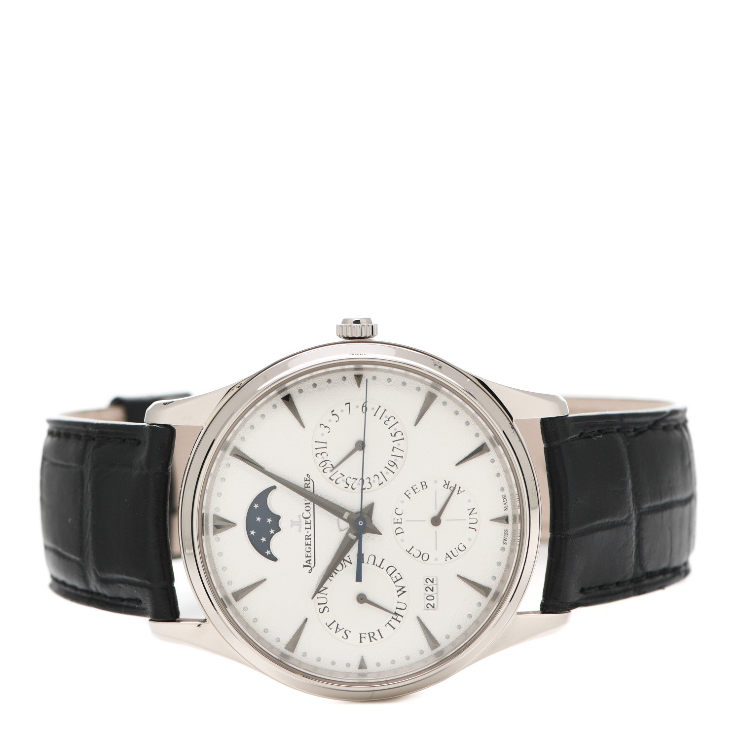 Jaeger-LeCoultre 18K White Gold Alligator 39mm Master Ultra Thin Perpetual Automatic Watch Q1303520 2 of 5