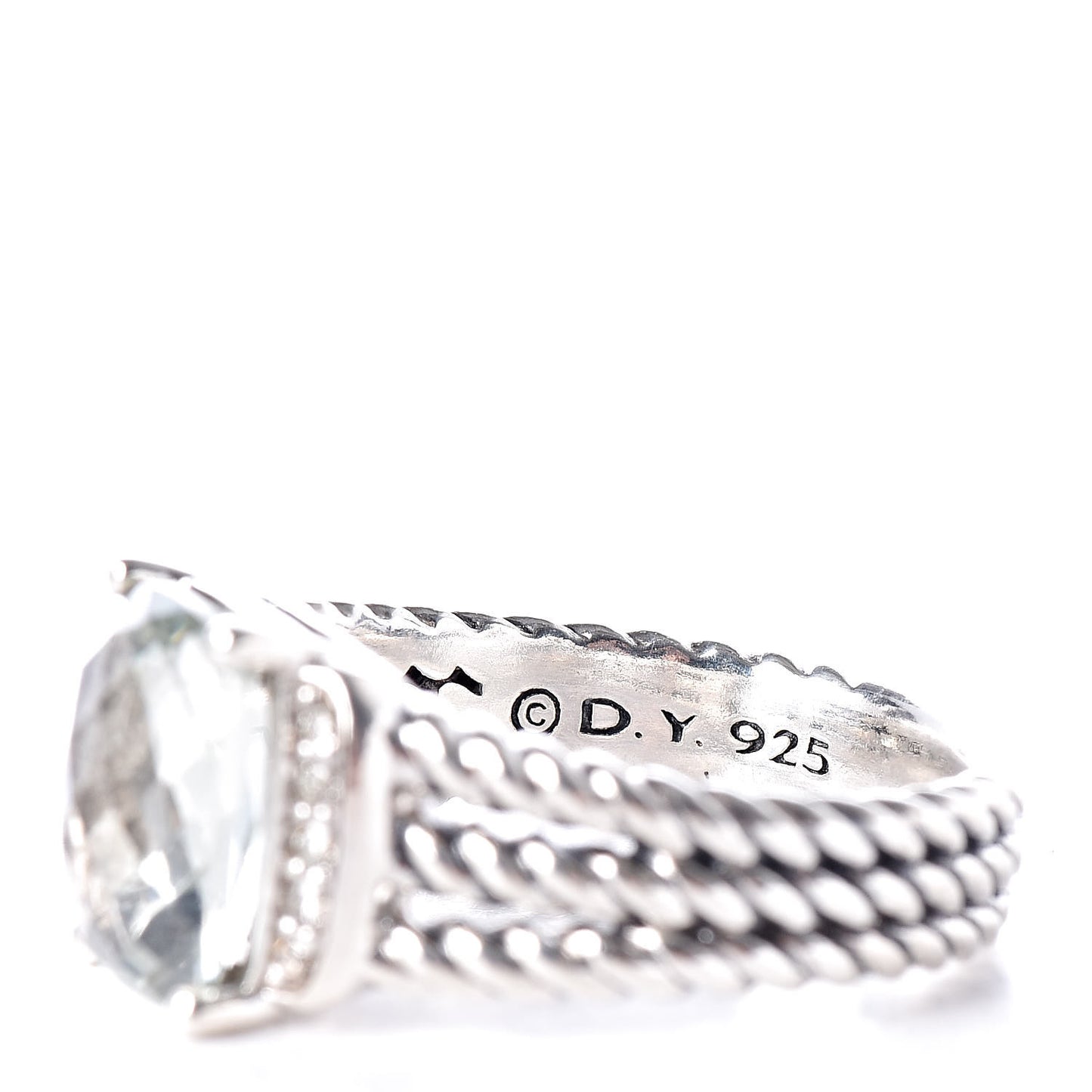 Sterling Silver Diamond Prasiolite 10mm Petite Wheaton Ring 51 5.75