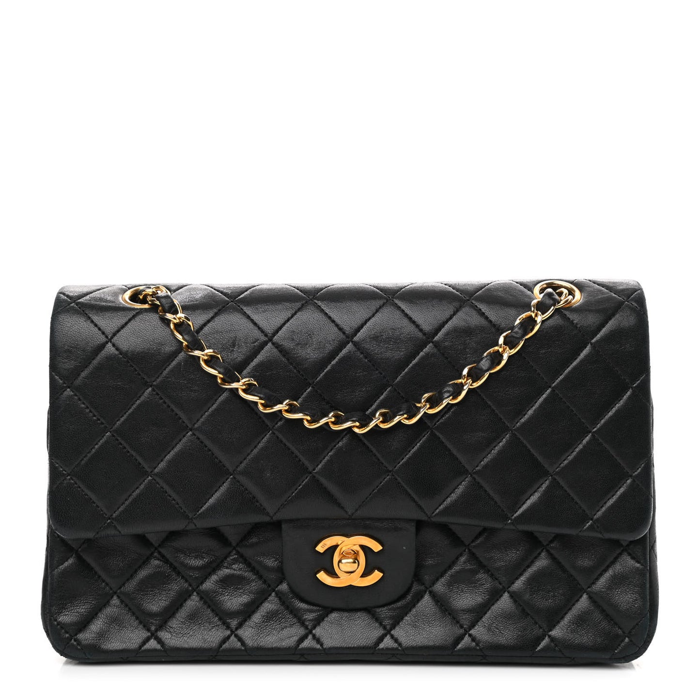 Lambskin Quilted Small Double Flap Black
