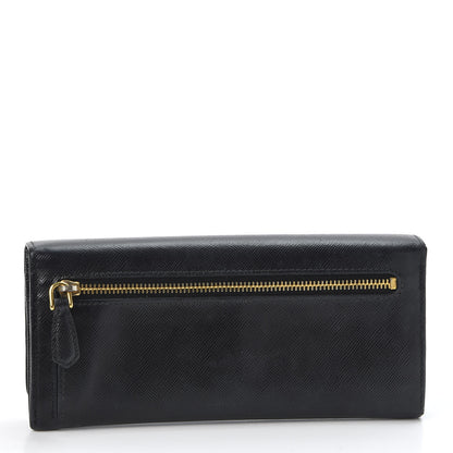 Prada Saffiano Bow Continental Wallet Nero Black 2 of 10