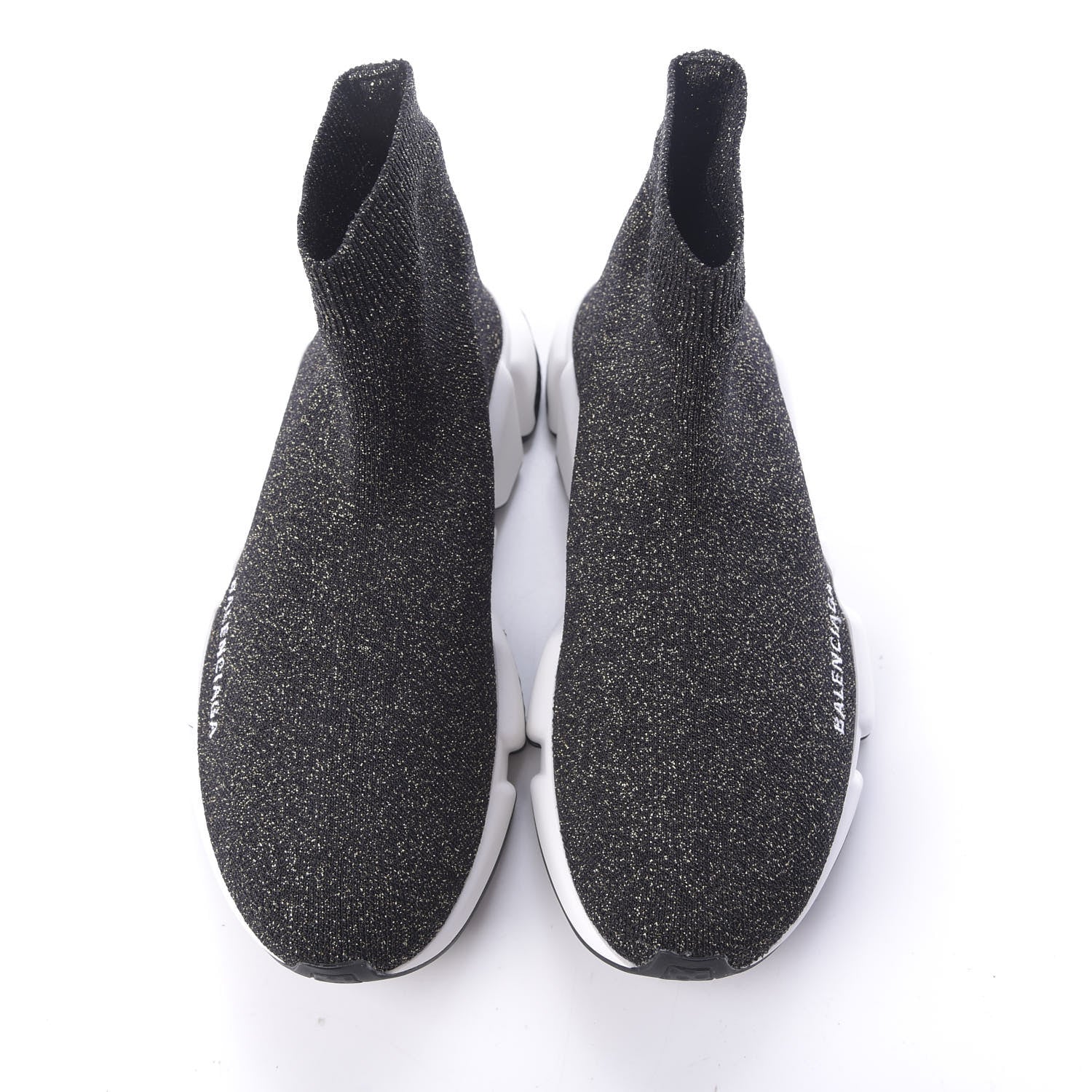 Balenciaga Knit Metal Womens Speed Sneakers 37 Black Gold 6 of 9