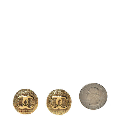 Chanel CC Button Clip On Earrings Gold 2 of 4