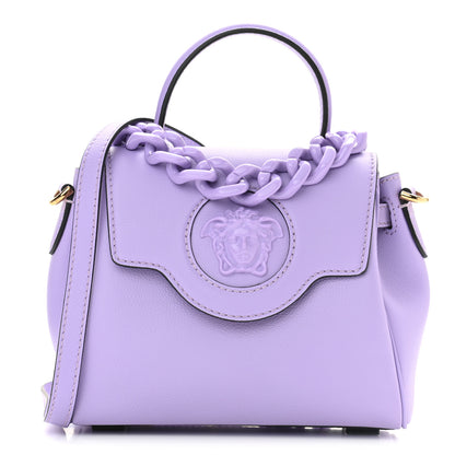 Versace Calfskin Medusa Small Top Handle Handbag Lilac 1 of 9