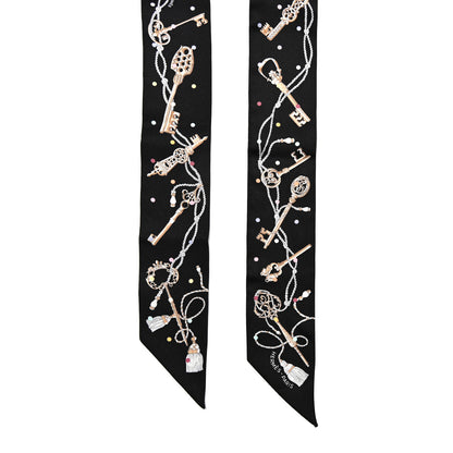 Hermes Silk Les Cles A Pois Twilly Black Beige Rose Multicolor 2 of 4