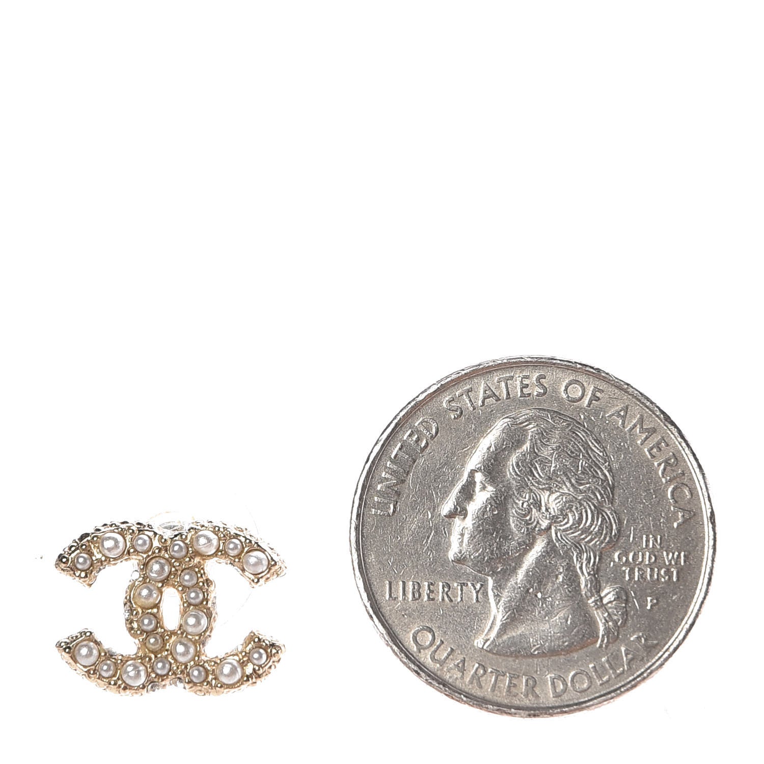 Chanel Pearl CC Earrings Light Gold 2 of 4