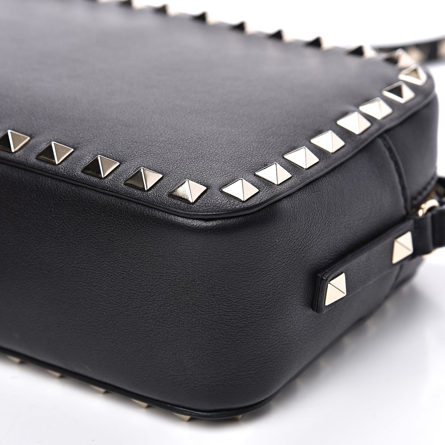 Calfskin Rockstud Camera Crossbody Bag Black