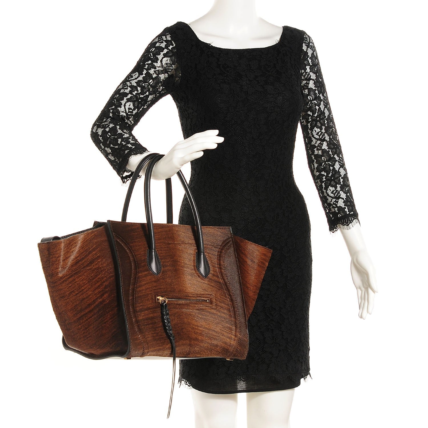 Celine Shaded Pony Hair Calfskin Medium Phantom Luggage Brown 9 of 14