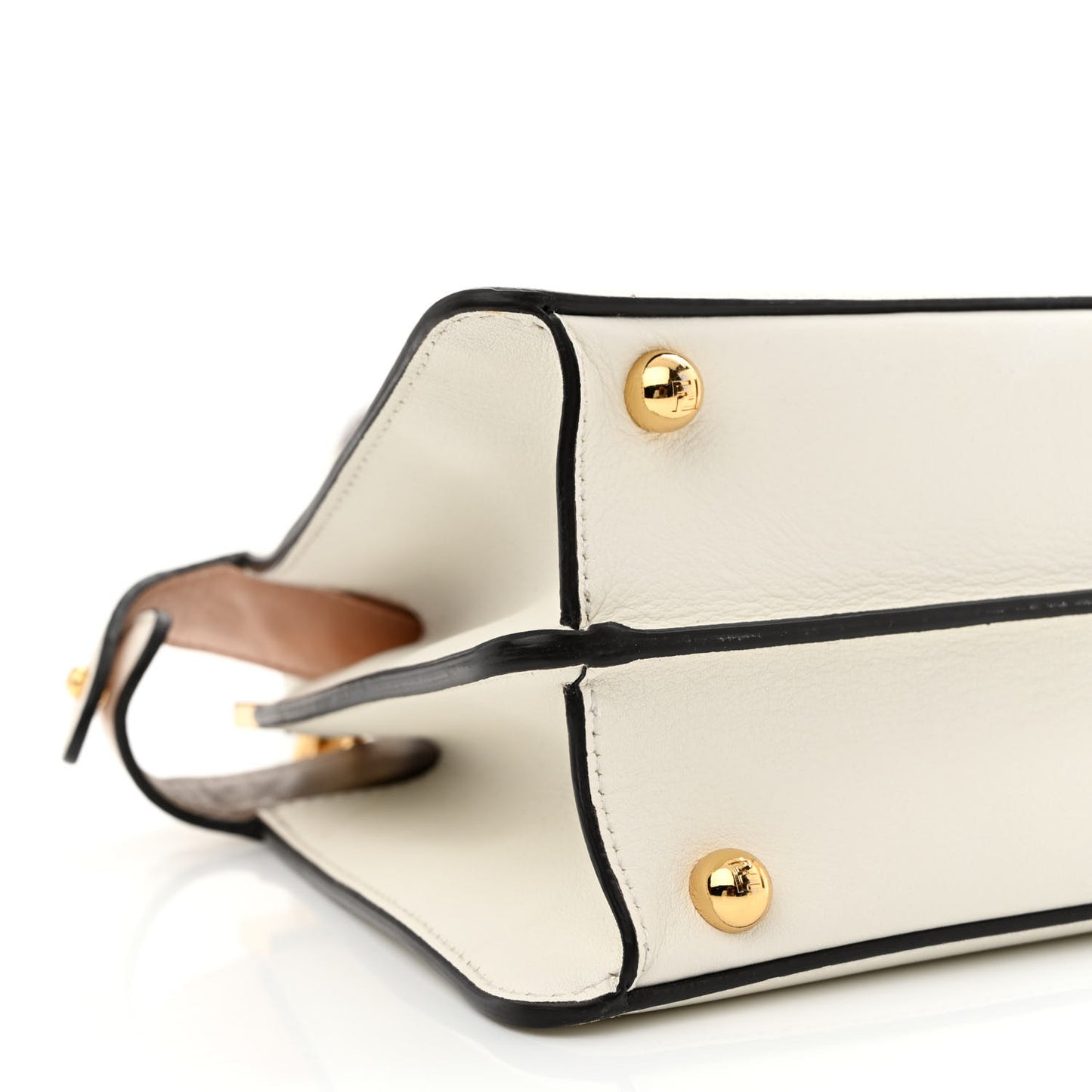 Vitello Seta Nappa Bi-Color Small Peekaboo I SEE U Satchel White Ice Light Rose Tortora