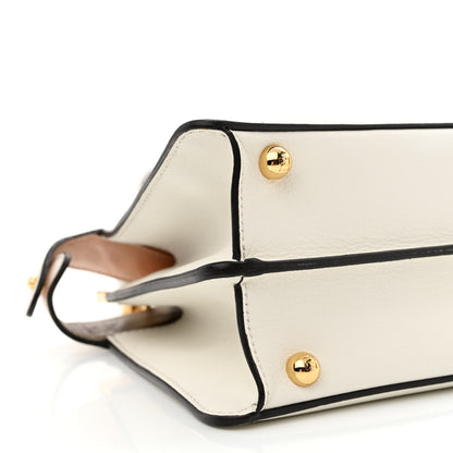 Fendi Vitello Seta Nappa Bi-Color Small Peekaboo I SEE U Satchel White Ice Light Rose Tortora 9 of 13
