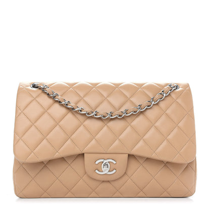Chanel Lambskin Quilted Jumbo Double Flap Dark Beige 1 of 9
