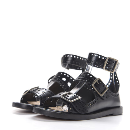 Christian Dior Brushed Calfskin Perforated Teddy-D Flat Sandals 35 Black 2 of 12