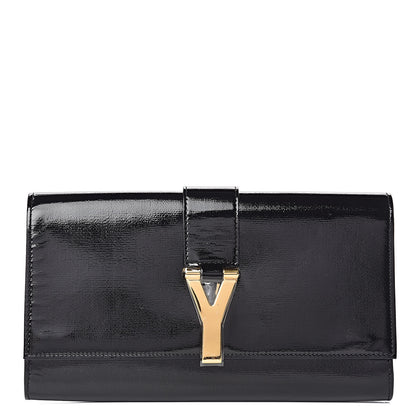 Saint Laurent Textured Patent Classic Y Ligne Clutch Black 1 of 10